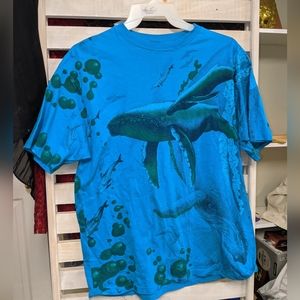 Vintage graphic dolphin print dyed t shirt